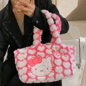 New Hello Kitty Fuzzy Tote Purse Bag